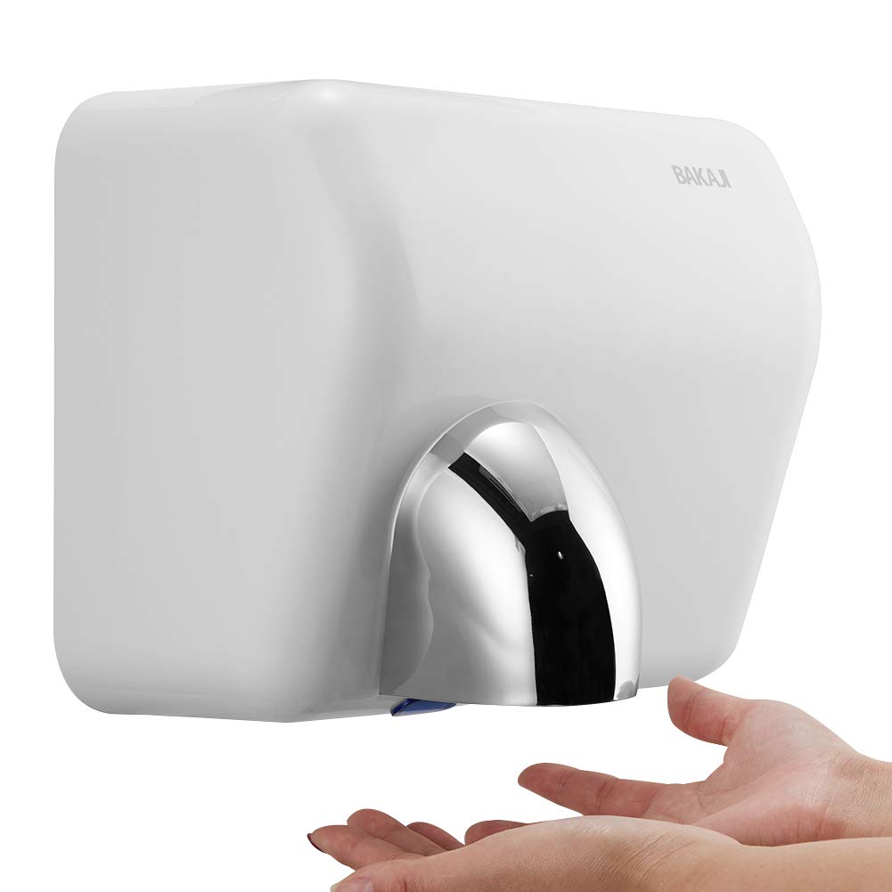 Bakaji Secador de Manos Eléctrico Automático secador de Aire Caliente de Pared - Baño Rápido con Sen