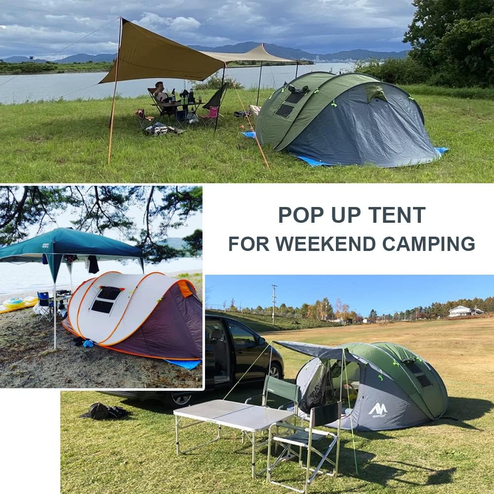 Zelt 4-6 Personen Wasserdicht, Pop up Zelte Familienzelt [5 Fenster] Riesiges Camping Zelt Doppelwan