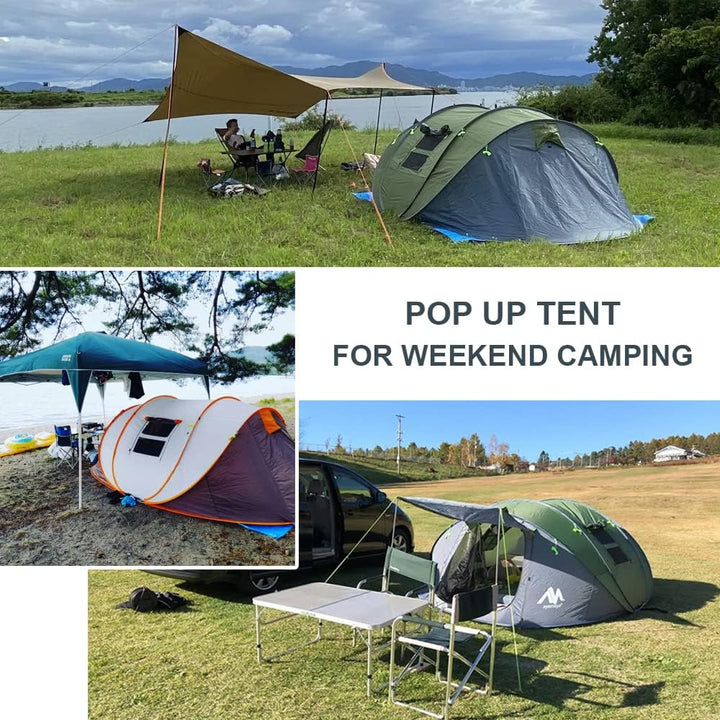 Zelt 4-6 Personen Wasserdicht, Pop up Zelte Familienzelt [5 Fenster] Riesiges Camping Zelt Doppelwan