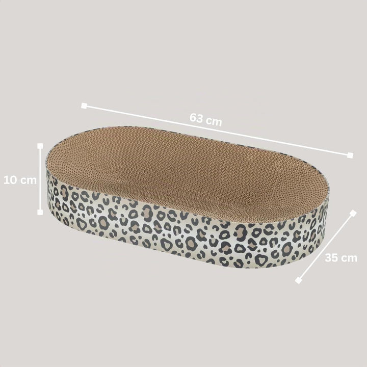 Trixie Kratzbrett Leo aus Pappe 63 × 10 × 35 cm, Kratzspielzeug mit Katzenminze, Creme - 48034