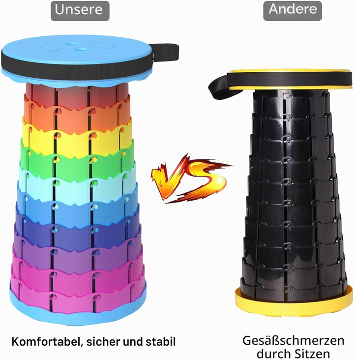 Teleskophocker,Zusammenklappbar, leicht und tragbar, Hocker für Erwachsene, Camping-Hocker für Wande