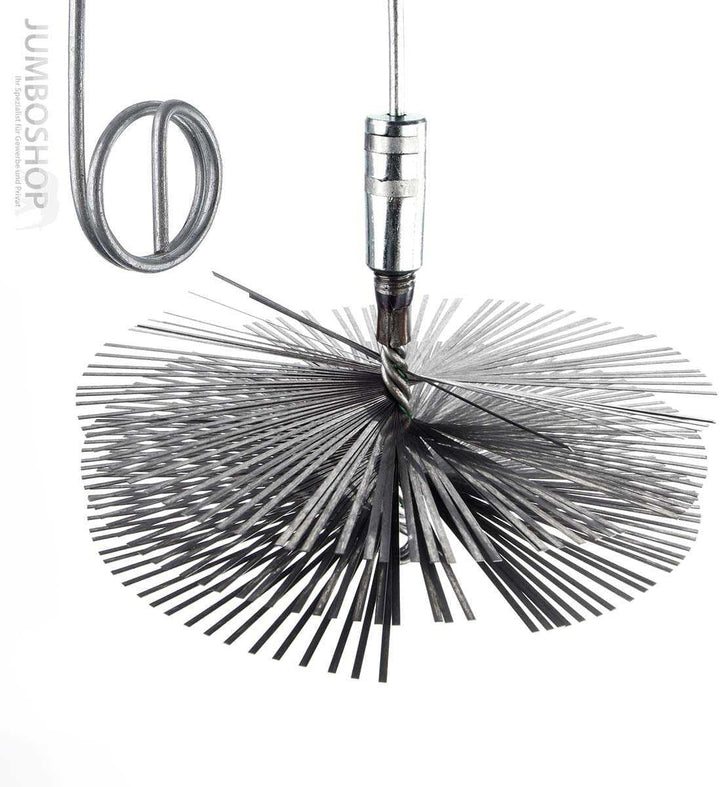 HOLZBRINK 200mm Kaminbesen Schornsteinbesen aus Federstahl + 5m Flexstange M12 - Kehrbesen Zugbesen