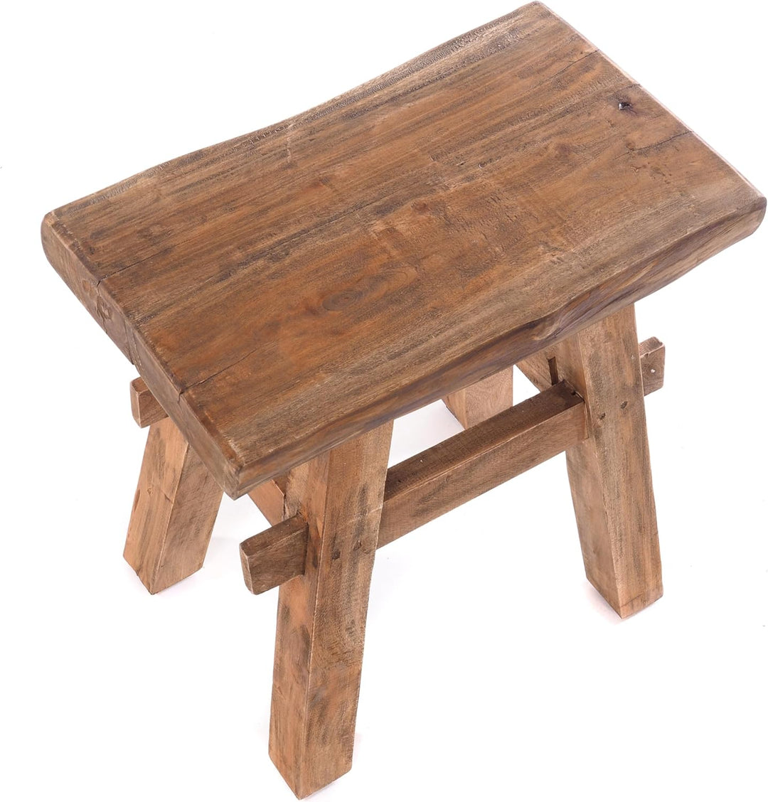 DESIGN DELIGHTS RUSTIKALER Holz HOCKER Vintage 40" | Recycling Hartholz, 43x45x27 cm (HxBxT) | Sitzh
