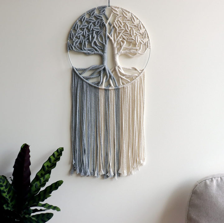 GUKALYLY Baum des Lebens Makramee-Wandbehang, schick, handgefertigt, gewebte Boho-Heimdekoration, ek