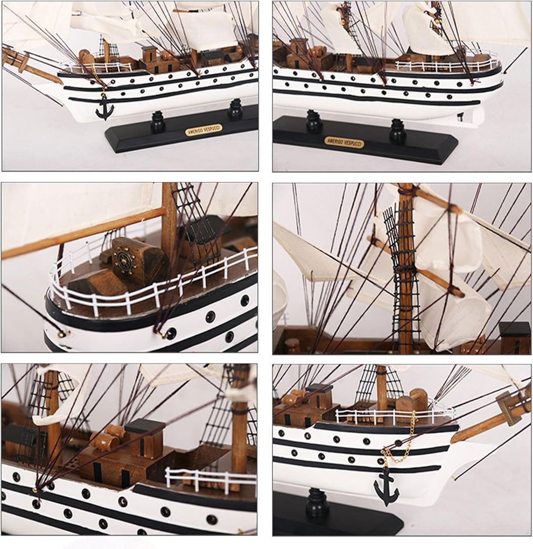 YLME Schiffsmodell aus Holz Amerigo Vespucci Segelboot Modell aus Massivholz Segelboot aus Holz Naut