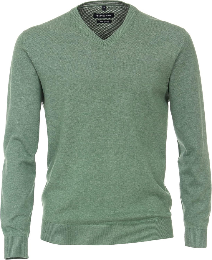 CASAMODA Herren Pullover mit V-Ausschnitt unifarben Elastischer Bund S Blau, S Blau