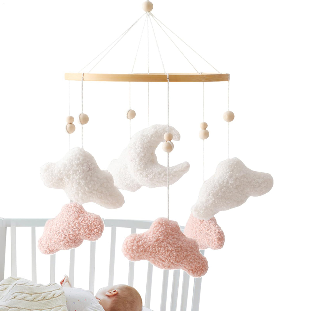 Baby Mobile Für Stubenwagen, Bettglocken Mobile mit Wolkenförmigen Plüschanhängern, Niedliche Babyde