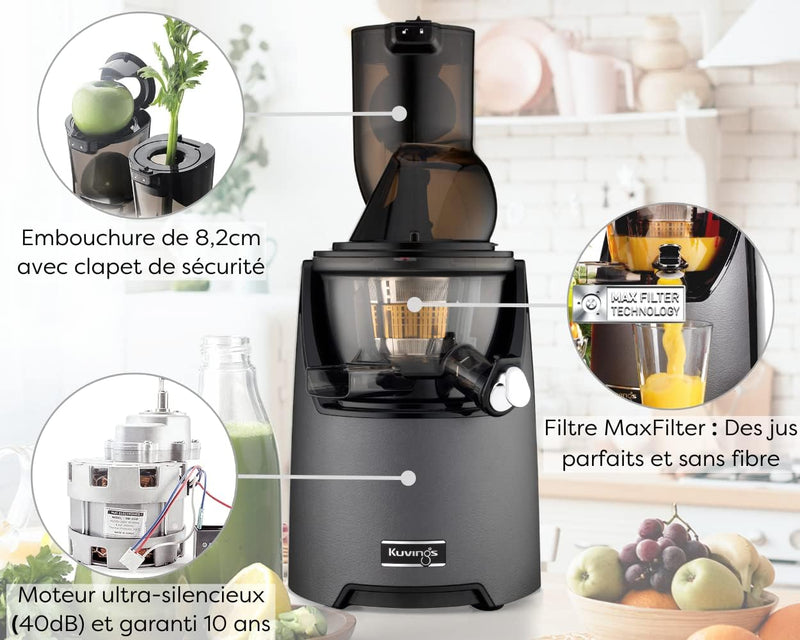 Kuvings EVO820 Slow Juicer Saftpresse – Entsafter mit grossem Einfüllschacht und starkem 240W Motor