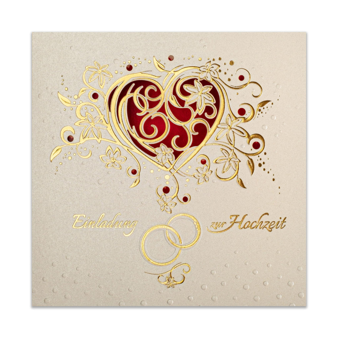 Art Nuvo Hochzeitseinladungen - 20 St. 135x135mm, Mit Bedruckbaren Einlagen Und Um-Schlägen Für Hoch