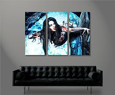 islandburner Bild Bilder auf Leinwand Vampir Girl 3p XXL Poster Leinwandbild Wandbild Dekoartikel Wo