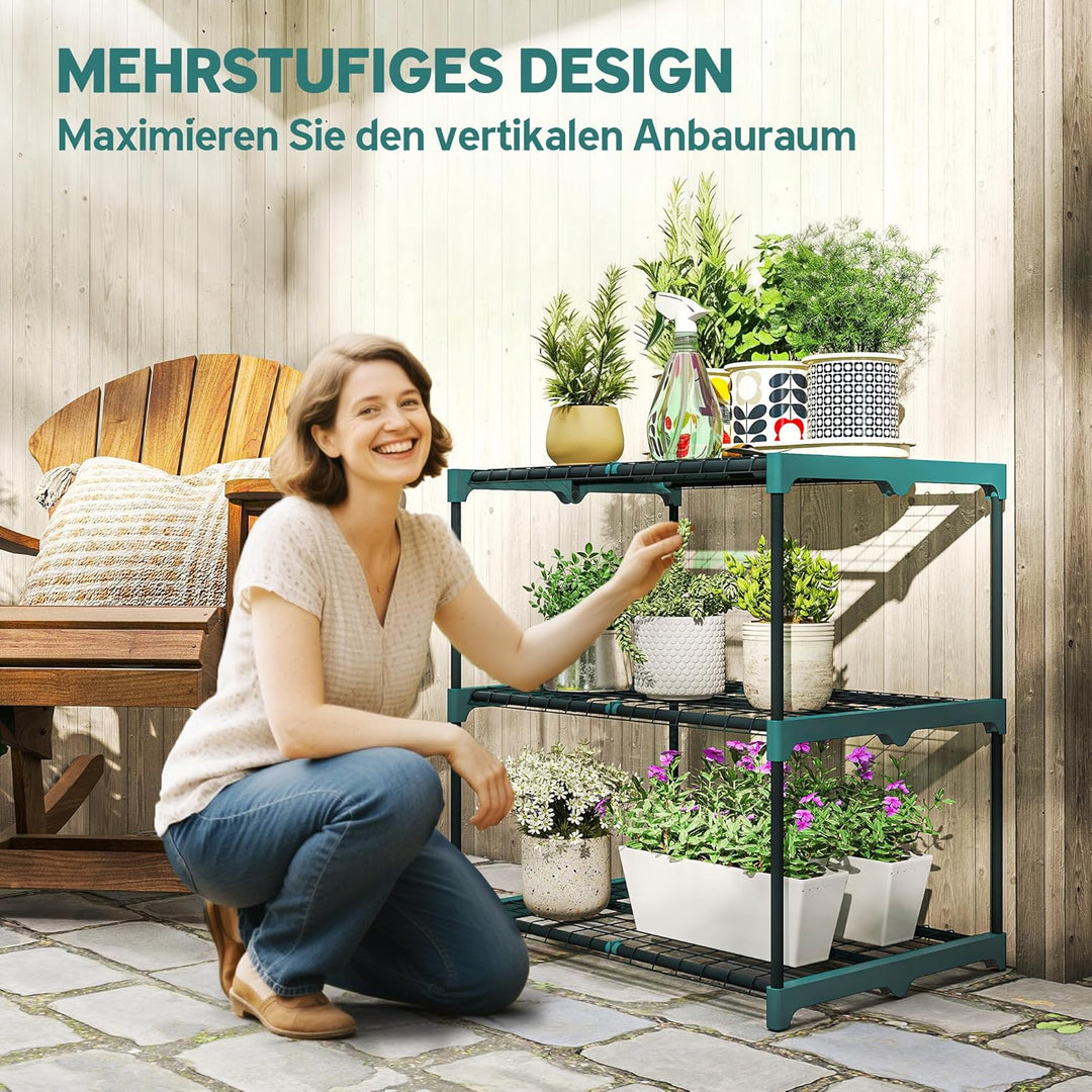 Outsunny 3-Etagen Pflanzenständer, 72 cm hoch Blumenständer mit Regalböden, mehrstöckig Pflanzenrega