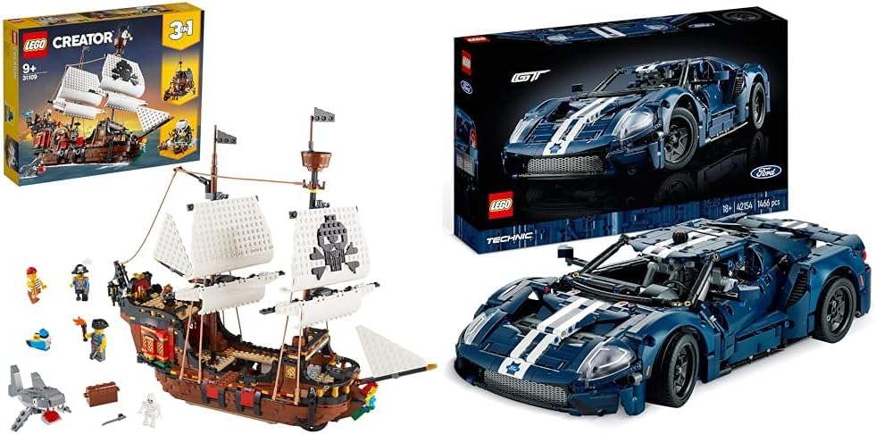 LEGO 31109 Creator 3-in-1 Piratenschiff Set & 42154 Technic Ford GT 2022 Auto-Modellbausatz für Erwa