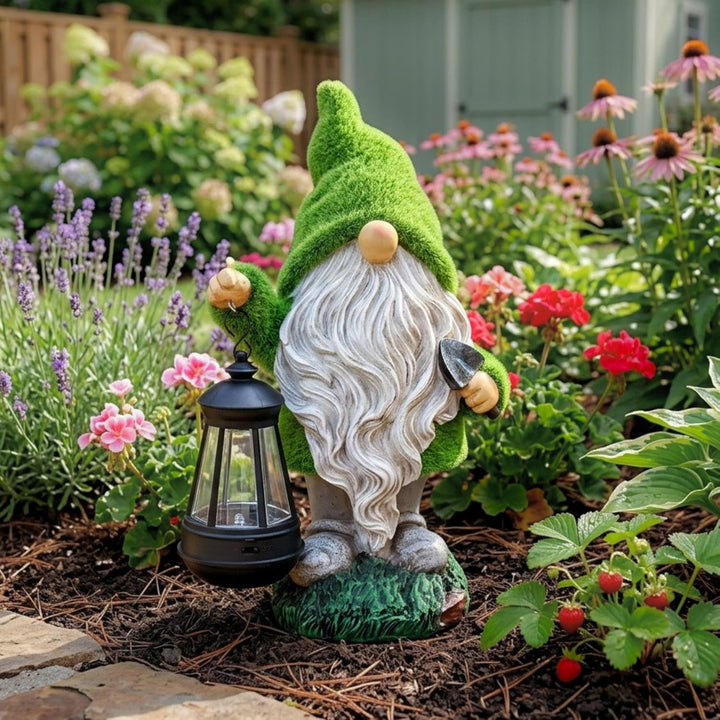 TERESA'S COLLECTIONS Lustig Gartenzwerge Gartendeko für Draussen Wetterfest Figur mit LED Solarlater