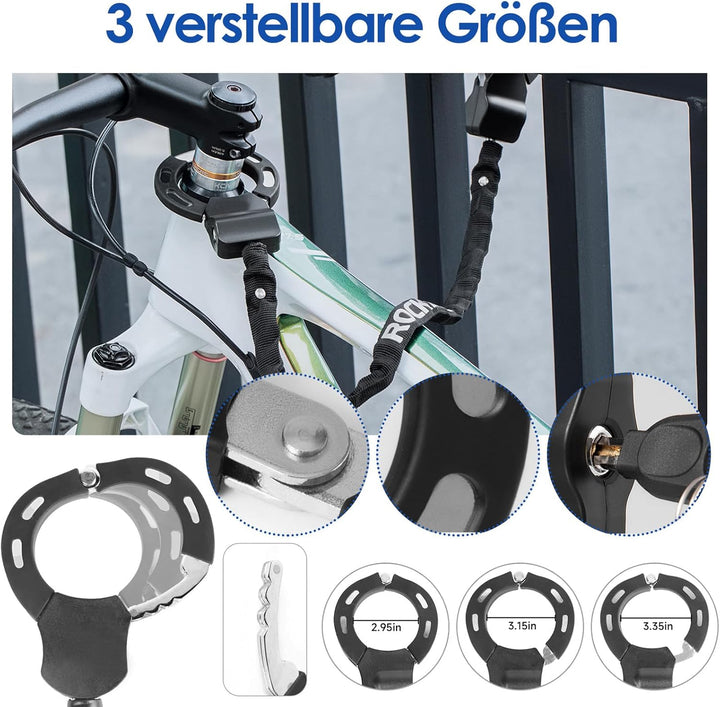 E Scooter Schloss - Handschellenschloss mit Schlüssel, Fahrradschloss für E Scooter mit Gummi-Lock-H