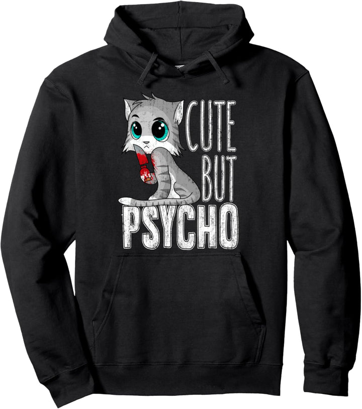Niedlich aber Psycho Kitty Katzenfrau Mutter Halloween Pullover Hoodie