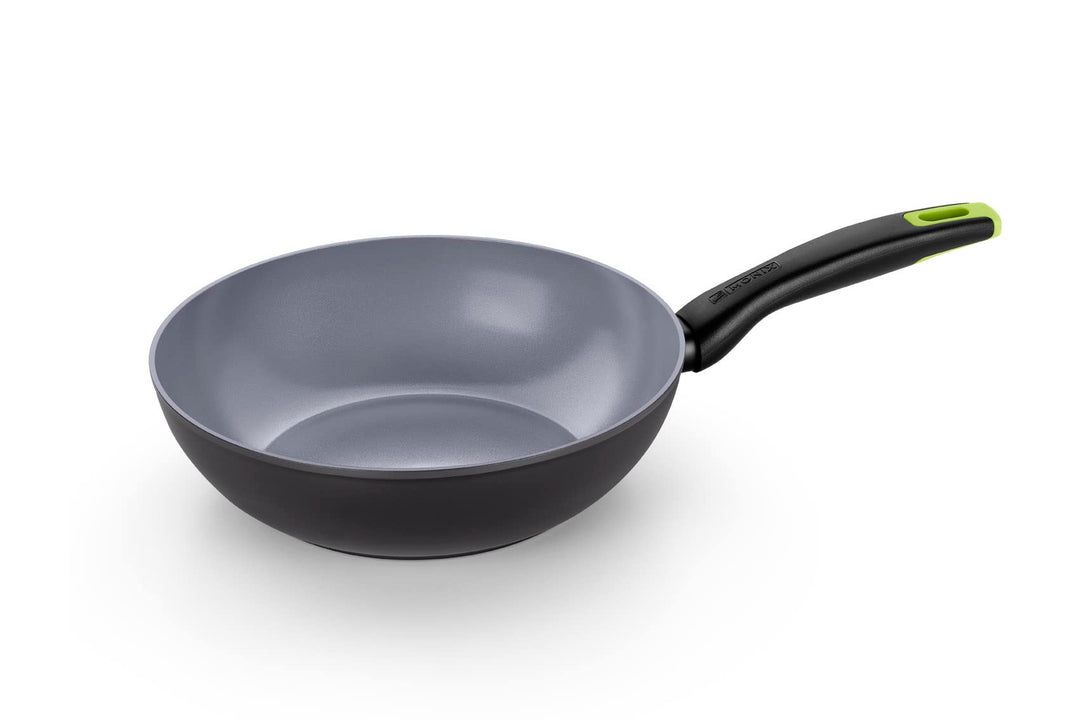 Monix Exo Nature - Wok, 28 cm, geschmiedetes Alumium, reycelt, verstärkte Anti-Haft-Keramik, geeigne