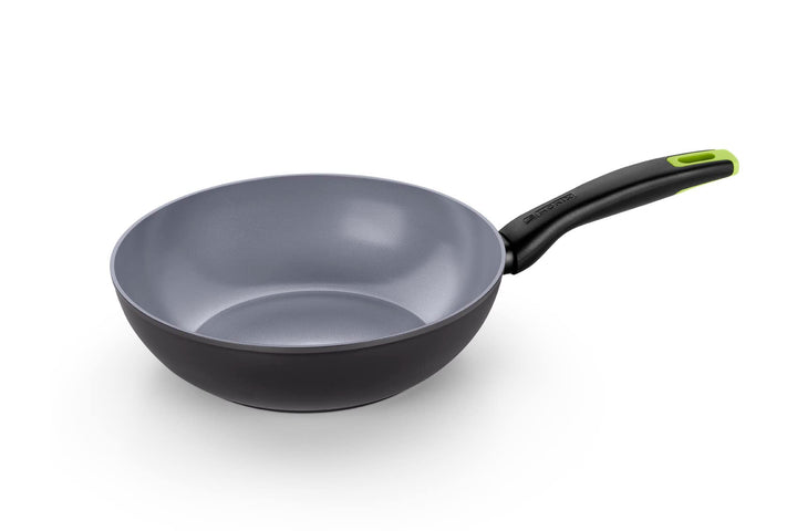 Monix Exo Nature - Wok, 28 cm, geschmiedetes Alumium, reycelt, verstärkte Anti-Haft-Keramik, geeigne