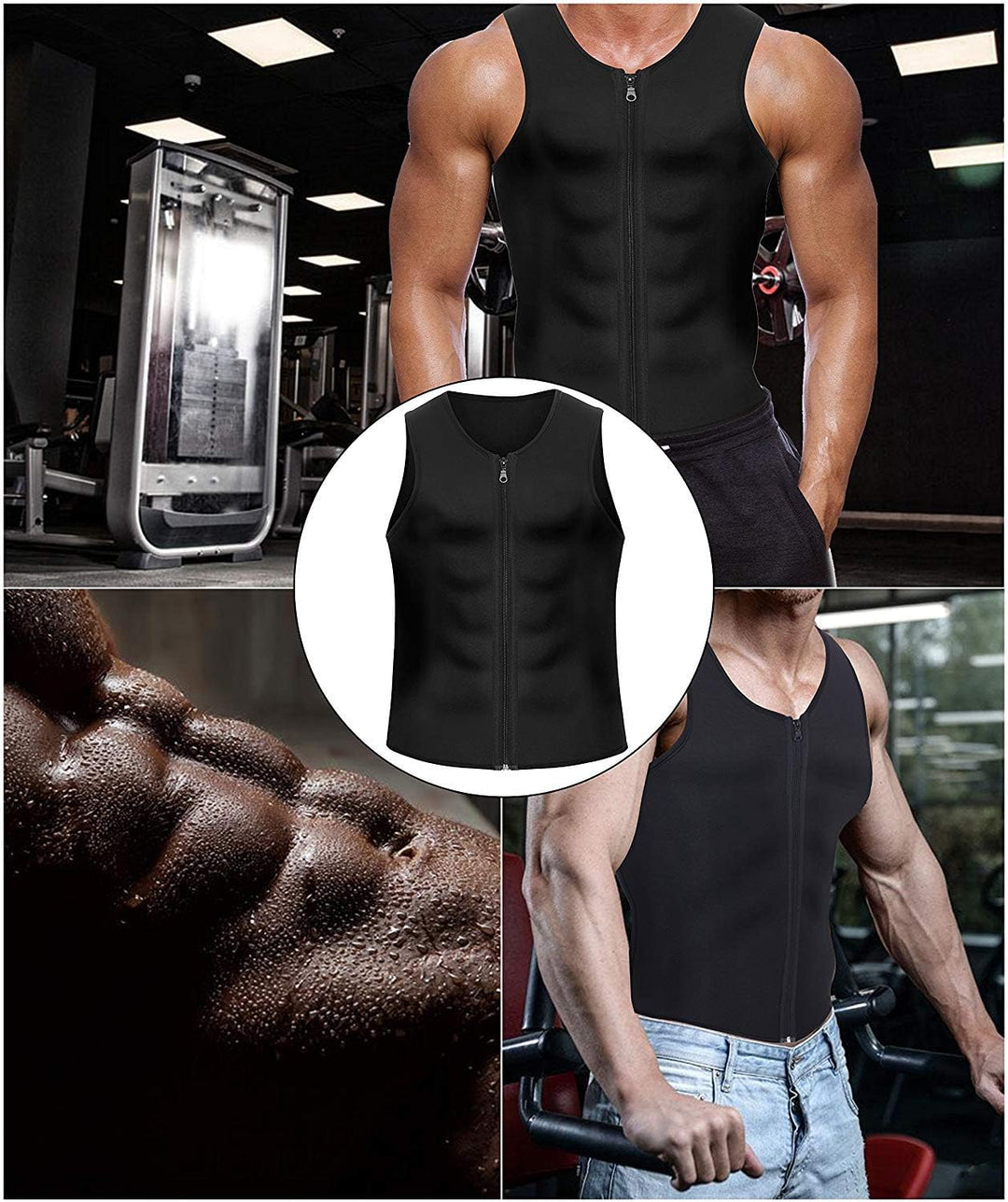 Gotoly Herren Sauna Effekt Anzug Abnehmen Weste Fitness Workout Tank Top Taillenformer Bauchweg Shir