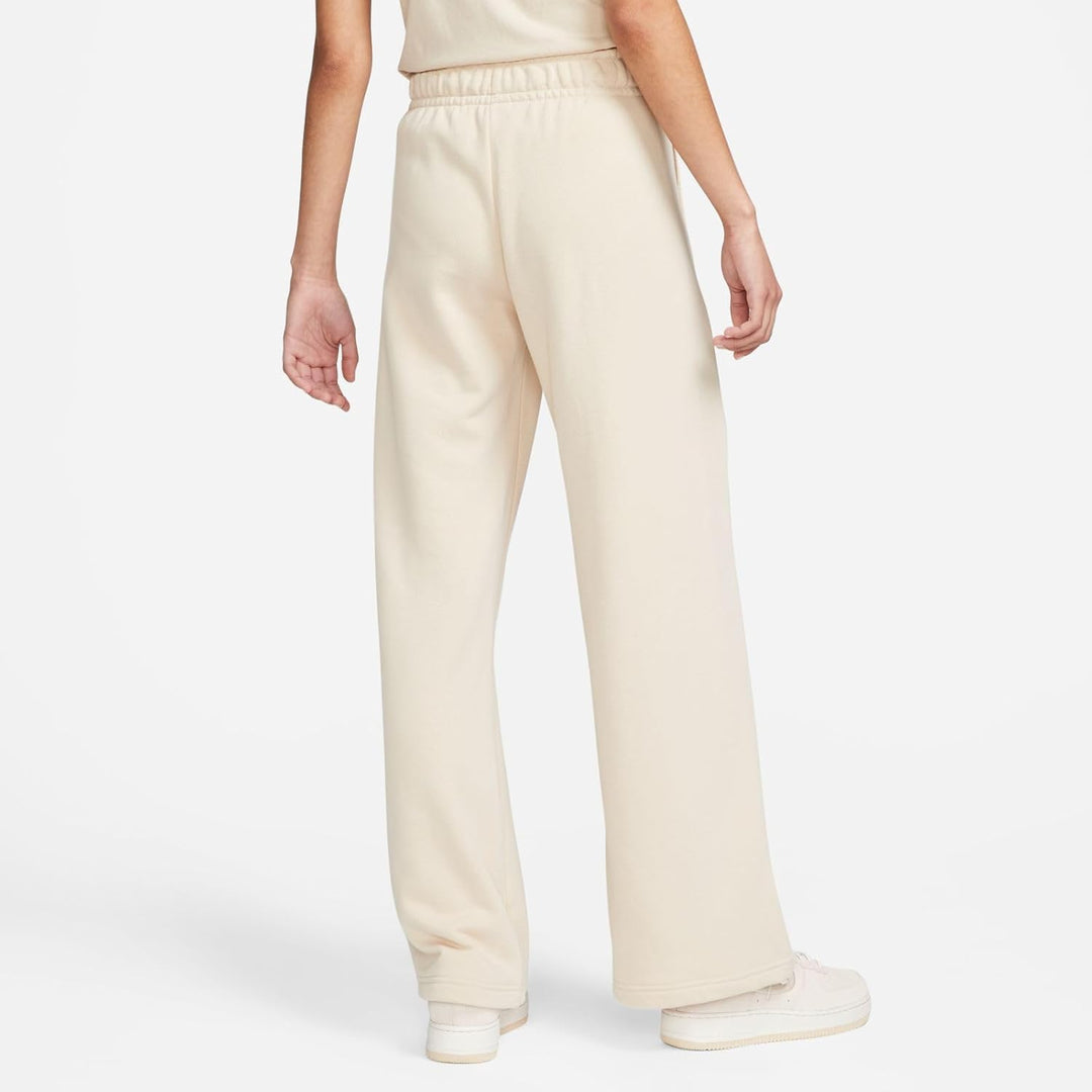 Nike Damen Pants W NSW Club FLC Mr Pant Wide L Sanddrift/White, L Sanddrift/White