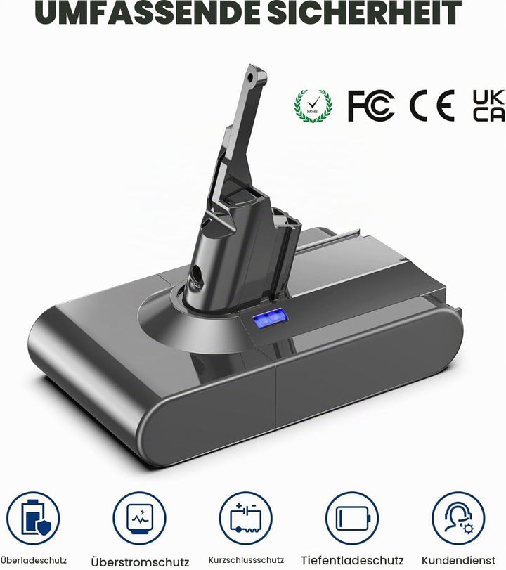 8000mAh V8 Ersatzakku für Dyson V8 Akku Li-Ionen Batterie für Dyson Animal Absolute Fluffy Motorhead