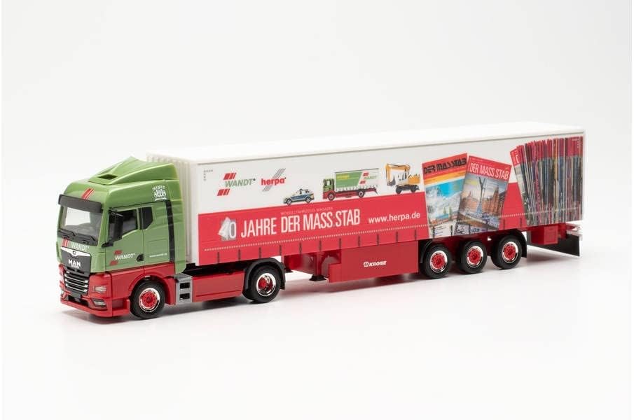 Herpa LKW Modell Man TGX GM Gardinenplanen-Sattelzug „Wandt / 40 Jahre Der Mass:stab“, originalgetre