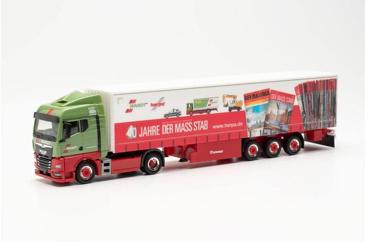 Herpa LKW Modell Man TGX GM Gardinenplanen-Sattelzug „Wandt / 40 Jahre Der Mass:stab“, originalgetre