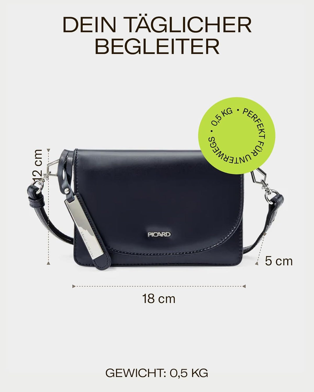 Picard Damen Schultertasche BERLIN aus Rindsleder Klein | mit Magnetverschluss | Schultertasche | Al