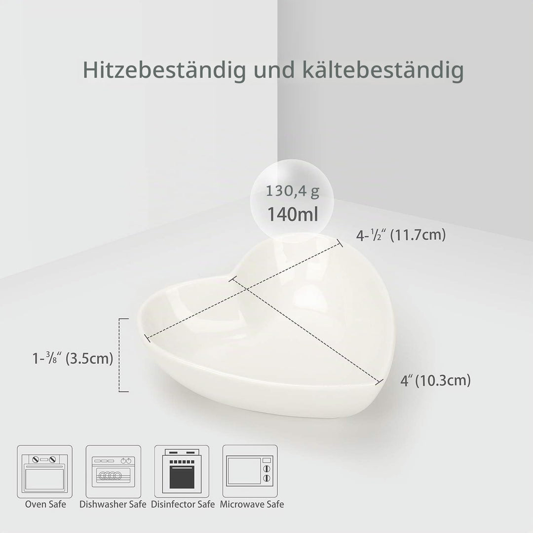 Cute Heart Bowl Dipping 5er-Set, Beilagenschalen aus Keramik, Dessertschale für Obst/EIS/Pudding/Cre