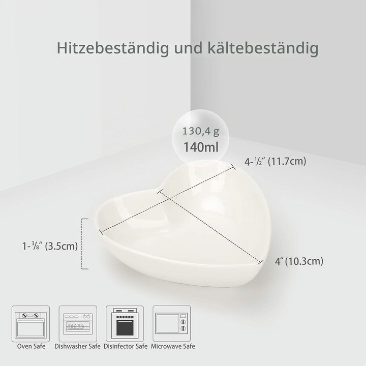 Cute Heart Bowl Dipping 5er-Set, Beilagenschalen aus Keramik, Dessertschale für Obst/EIS/Pudding/Cre