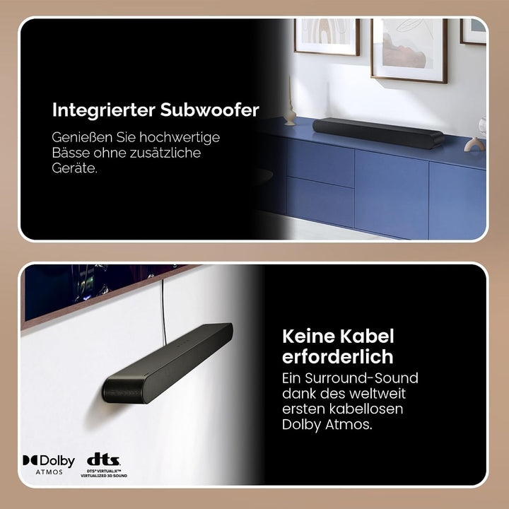 Samsung Soundbar HW-S60D/ZF S Serie, 7 Lautsprecher, Wireless Dolby Atmos, 5.0-Kanal-Audio, Q-Simpho