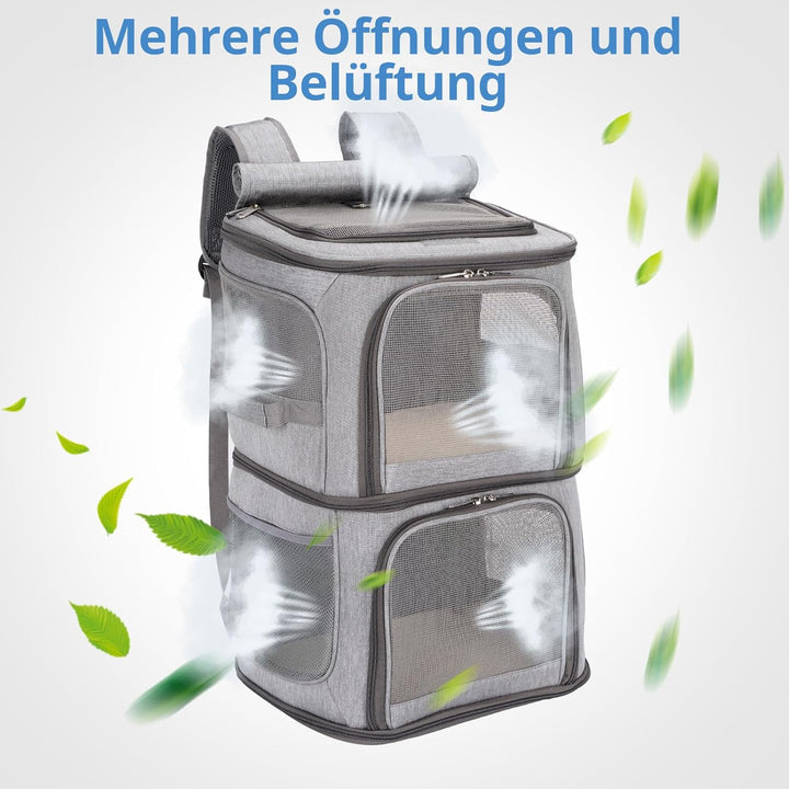 FASRIOU Katzenrucksack für 2 Katzen,Katzentransportbox für 2 Katzen,Haustier Rucksack für 2 Katzen/k