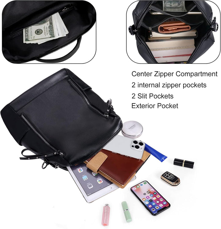 HAWEE Damen Rucksack Weiches PU Leder Schulrucksack Anti-Diebstahl Tagesrucksack Elegant Schultertas