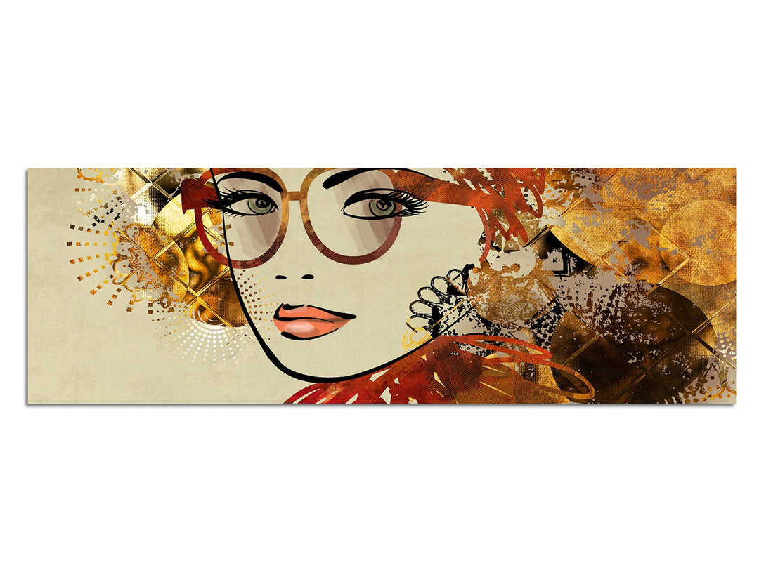 Paul Sinus Art Panoramabild auf Leinwand und Keilrahmen 150x50cm Gemälde Kunstwerk Frau Gesicht Port