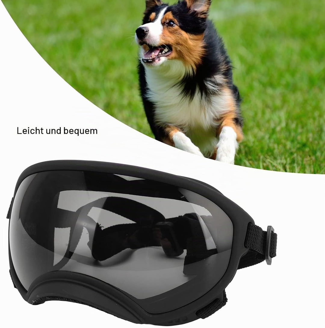 VBESTLIFE Hundebrille, Winddicht, UV-beständig, Staubdicht, Verstellbarer Riemen, Langlebige Hundeso