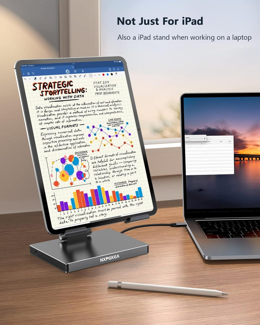 iPad Pro USB C Hub Stand, Adapter für iPad Pro M4 M2 M1 13 12.9 11 Zoll iPad Air Docking Station Fal
