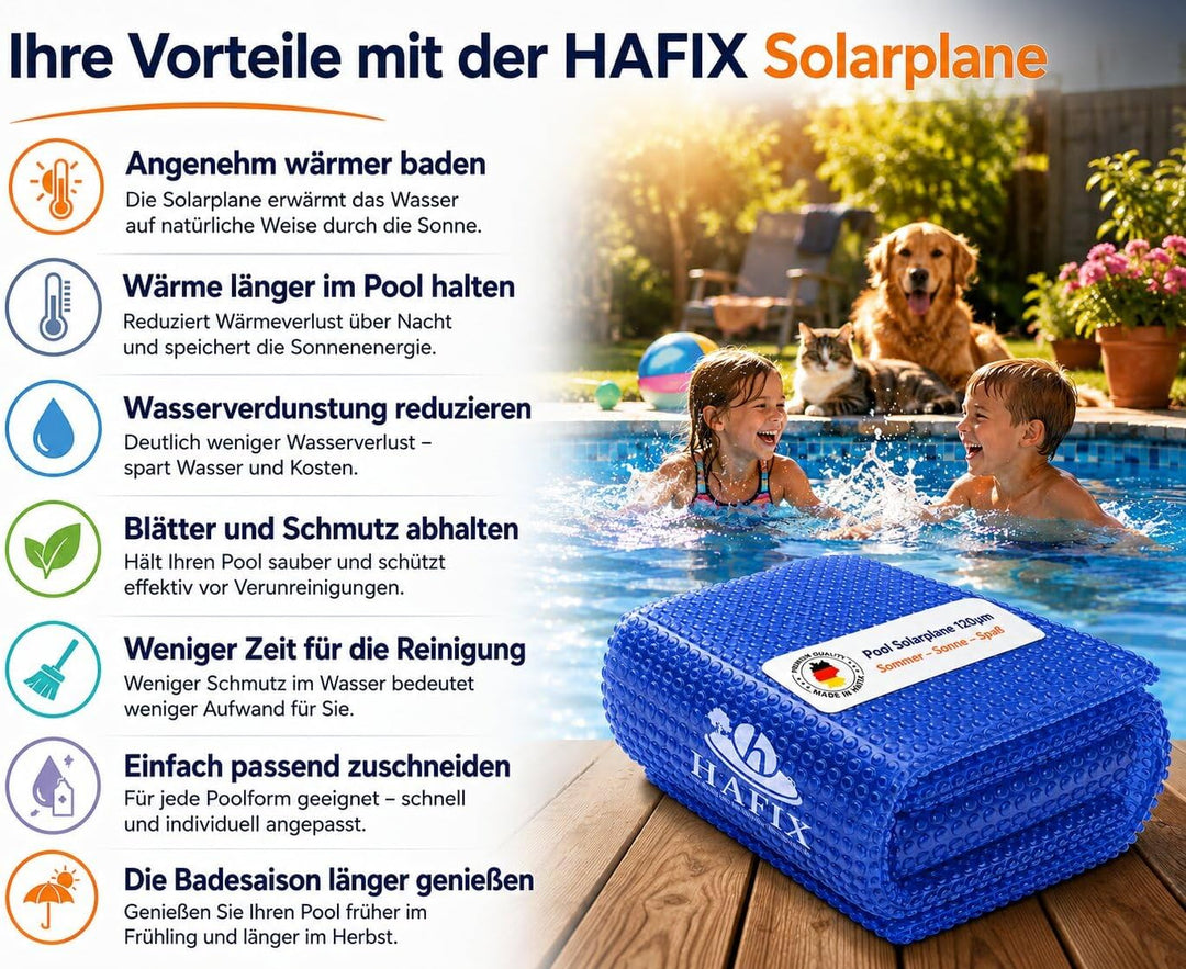 HAFIX® Solarplane Cover für runde Pools Ø 305 cm - Planengrösse Ø 290cm - Poolplane Solarpoolheizer