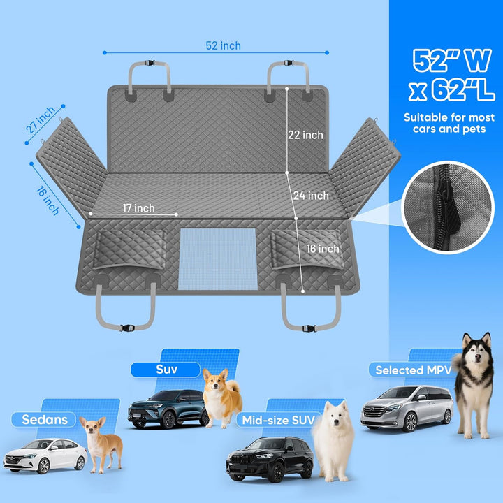 Hundedecke Auto Rückbank, Harter Unterseit Hundedecke Auto rutschfest/Rasierfest/Einklappen, 2025 Ve