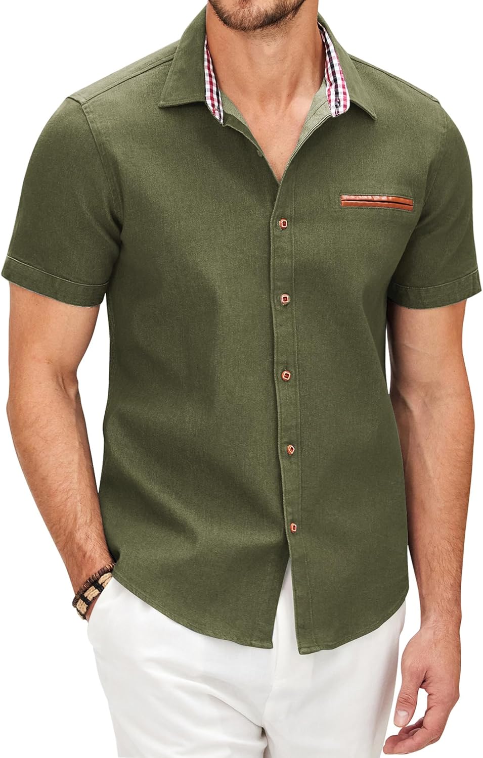 COOFANDY Hemd Herren Kurzarm Jeanshemd Slim Fit Sommer Casual Business Kurzarmhemd Männer Cowboy-Sty