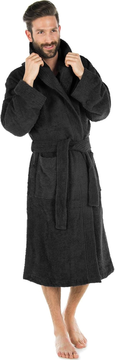 CelinaTex S-XXXL Bademantel Kapuze oder Schalkragen Uni lang aufgesetzte Taschen Damen Herren Unisex