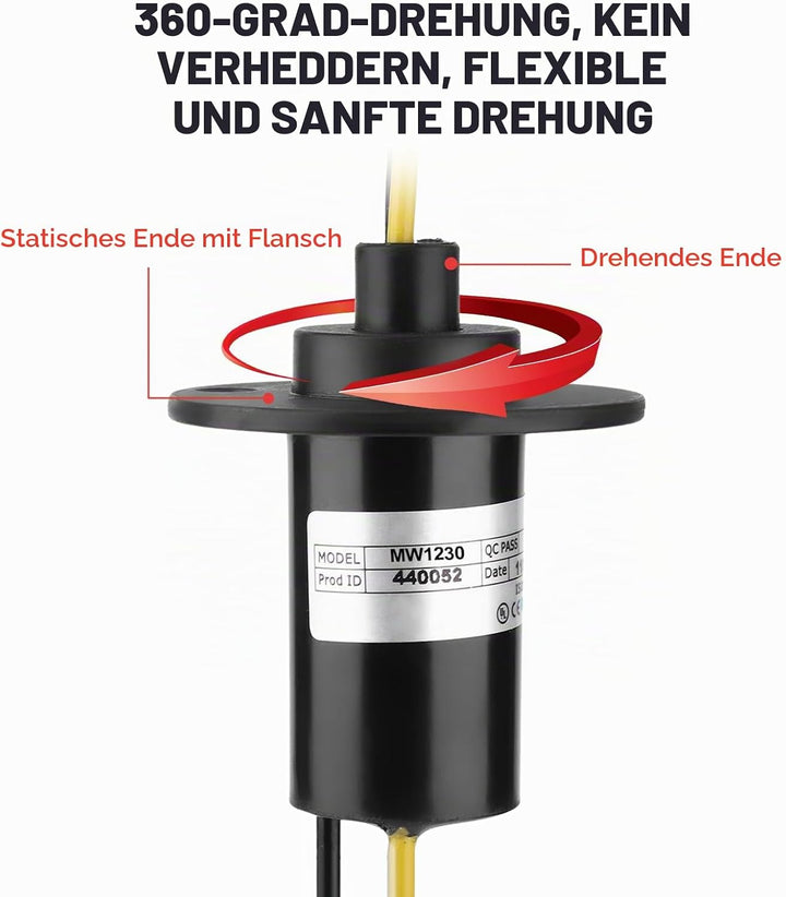 Schleifring, 22 mm Leitfähiger Schleifring Sammelring 30 A 150 U/min 0~600 V AC/DC