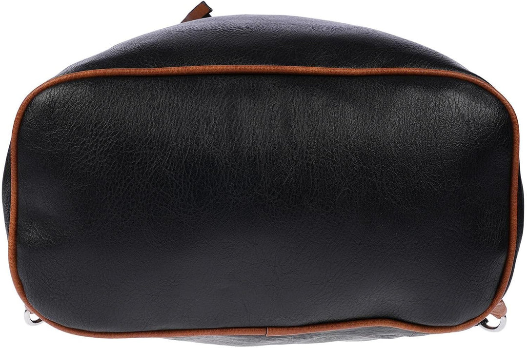 Christian Wippermann grosser Damen City Rucksack Tasche Body Bag Leder Optik Schultertasche Schwarz-