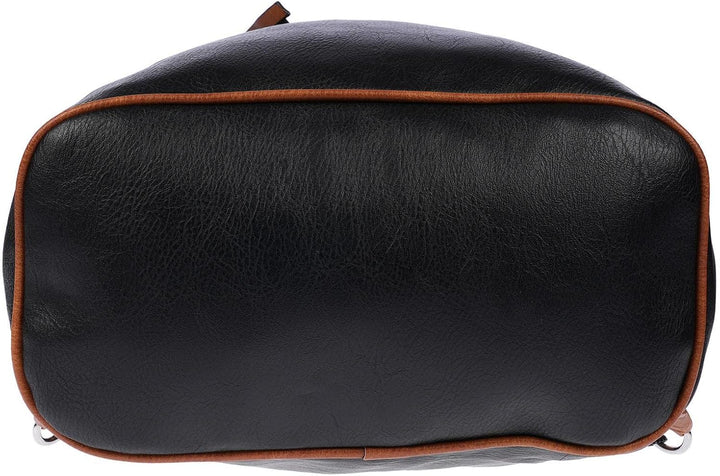 Christian Wippermann grosser Damen City Rucksack Tasche Body Bag Leder Optik Schultertasche Schwarz-