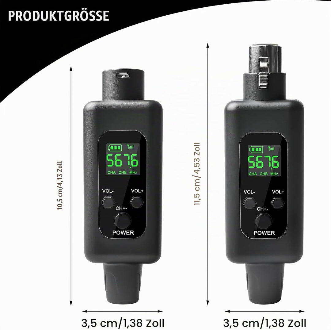 XLR Mikrofon Sender Empfänger, 2.4G Kabelloses Funkmikrofon-Adapter 1 zu 1 Kabelloses Mikrofon für d