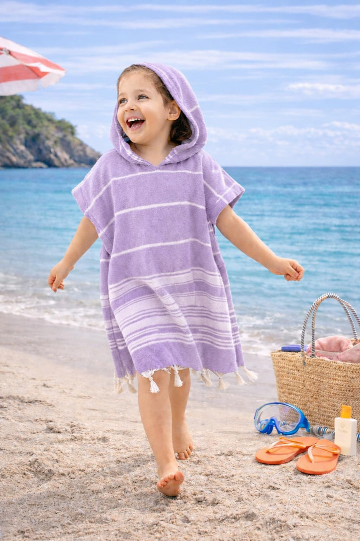 ELY PARKER Strandponcho für Kinder - 100% Baumwolle Strandtuch & Strandkleid - Saugstarkes Badeponch