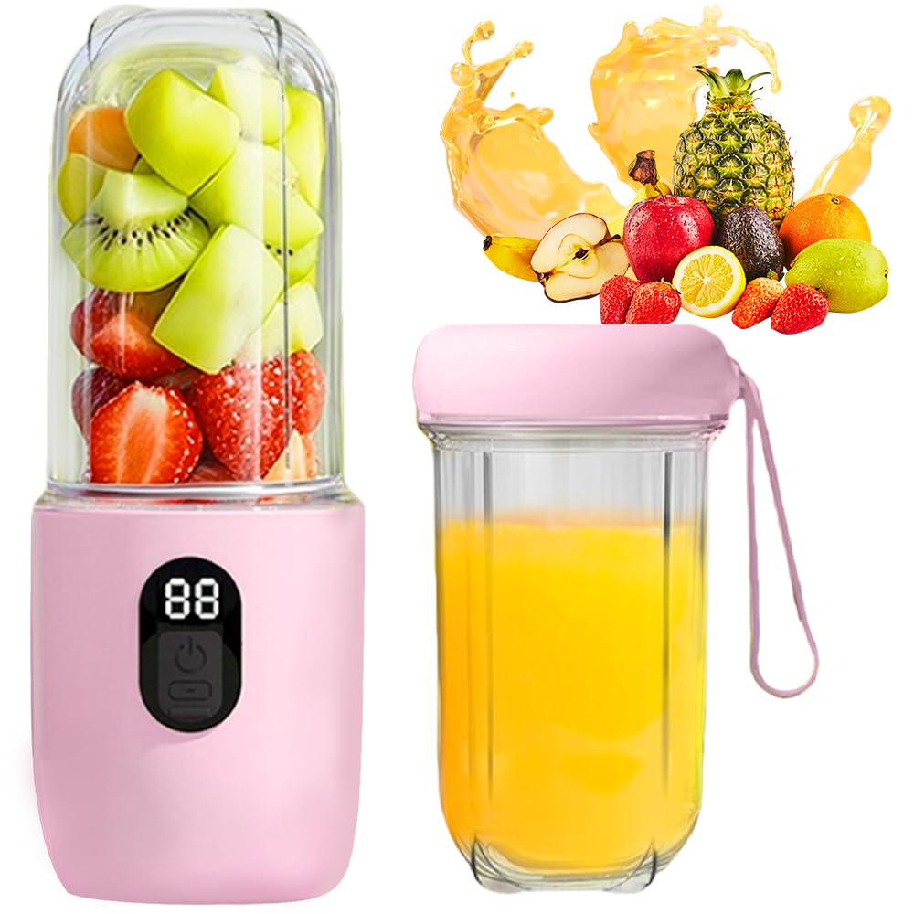 Tragbarer Mixer Smoothie Maker to Go, 500ML Portabler Elektrischer Saftpresse mit Digitalanzeige, 16