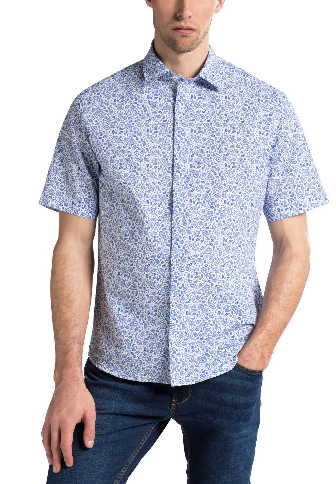 eterna Herren Freizeithemd Modern Fit Kurzarm blau (51) 40