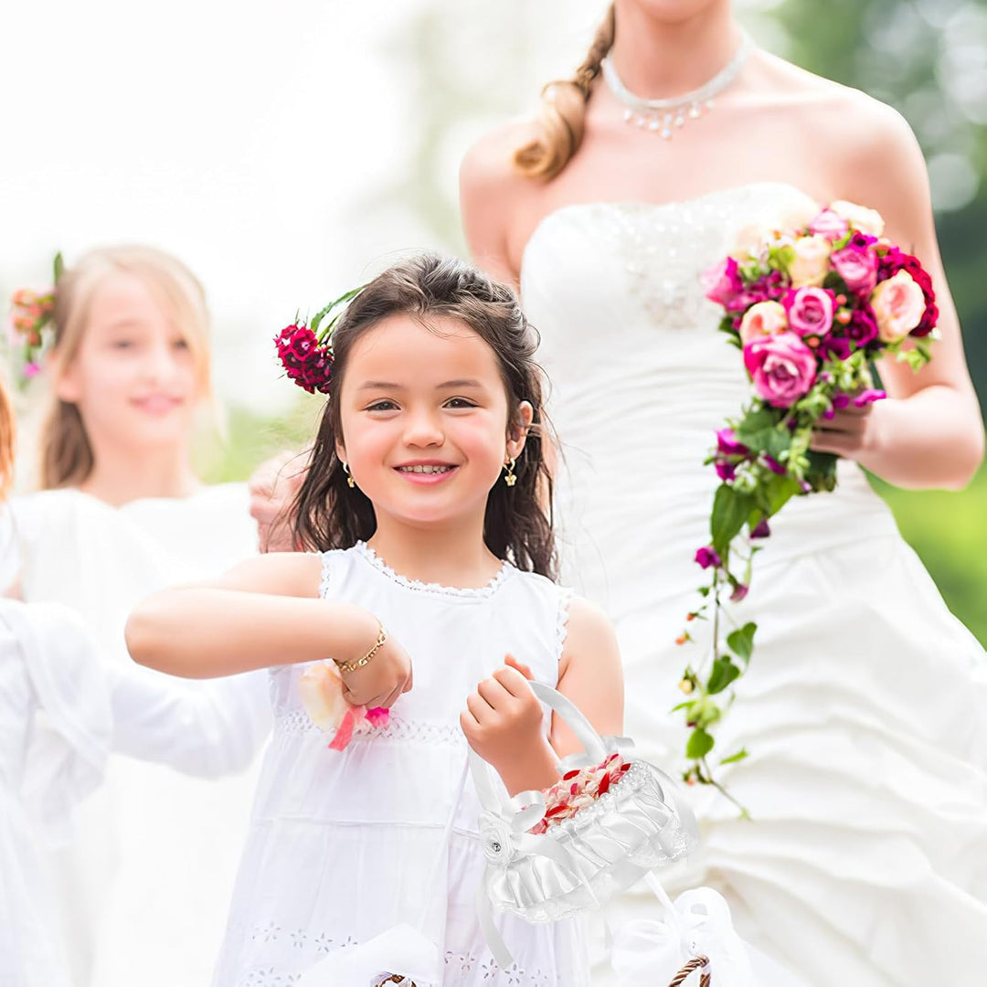 4pcs Hochzeit Blumenkorb Elfenbein Blumenmädchen Korb Blumenkinderkörbchen Streukörbchen Hochzeit fü