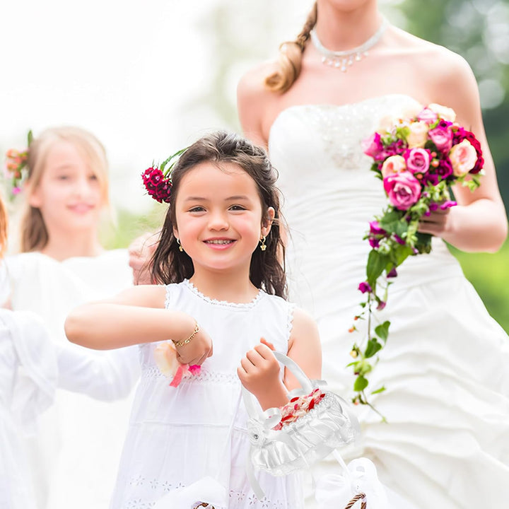 4pcs Hochzeit Blumenkorb Elfenbein Blumenmädchen Korb Blumenkinderkörbchen Streukörbchen Hochzeit fü