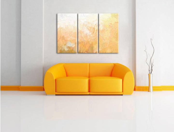 Pixxprint Romantische Blumenwiese als Leinwandbild/Grösse: 3 Teilig (120x80) cm/Wandbild/Kunstdruck/