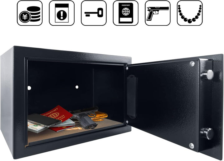 HENGMEI Safe Tresor, 12L Elektronischer Wandtresor, Möbeltresor Geldkassette Tresor Feuerfest Wasser